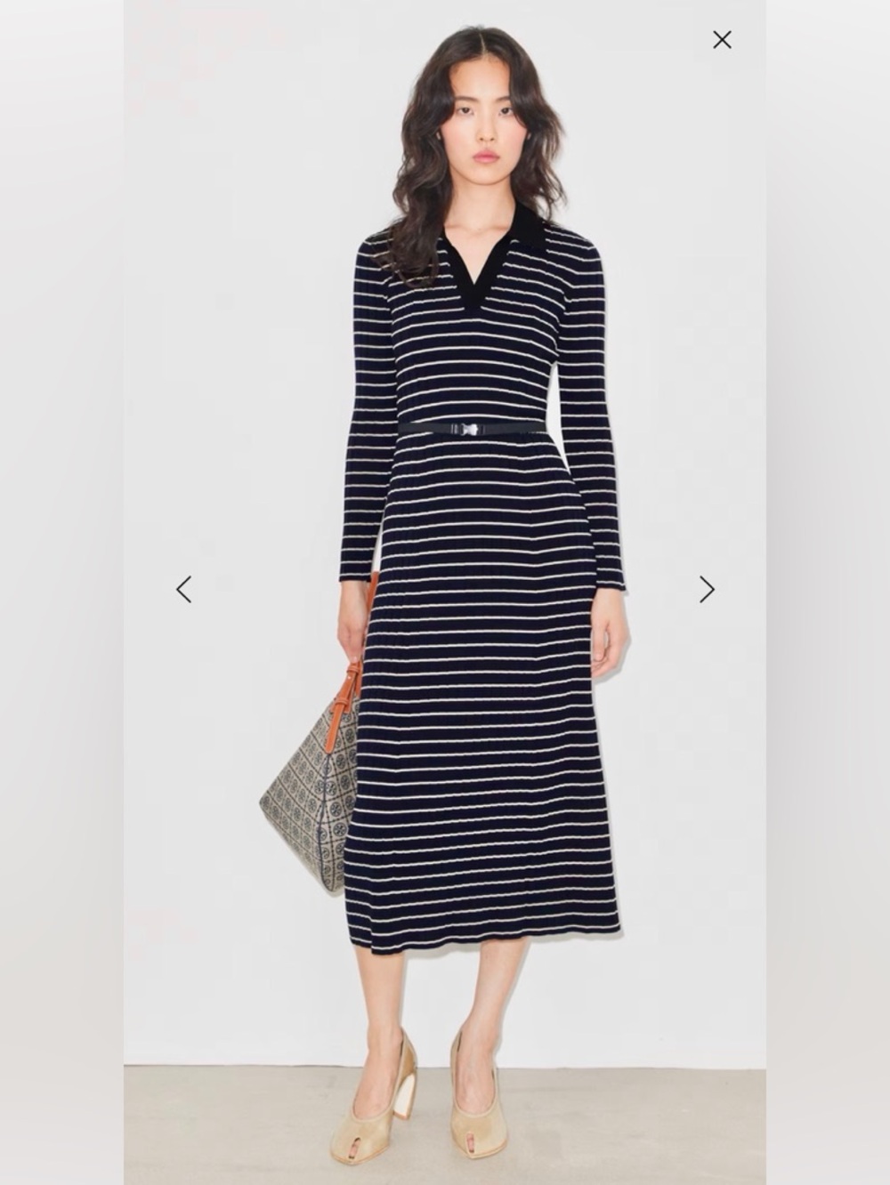 Tory Burch Cotton Knit Polo Dress Navy Small